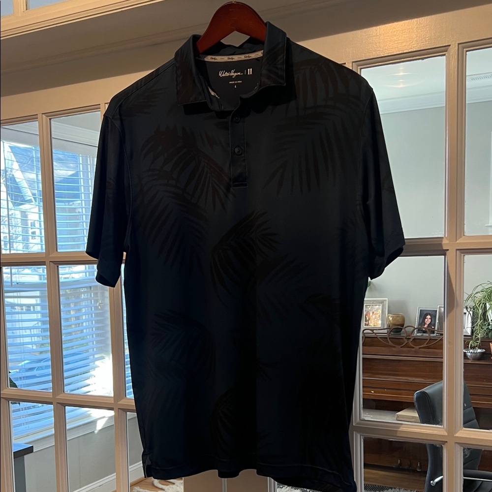 Walter Hagen Men's Navy & Black Palm Print Polo